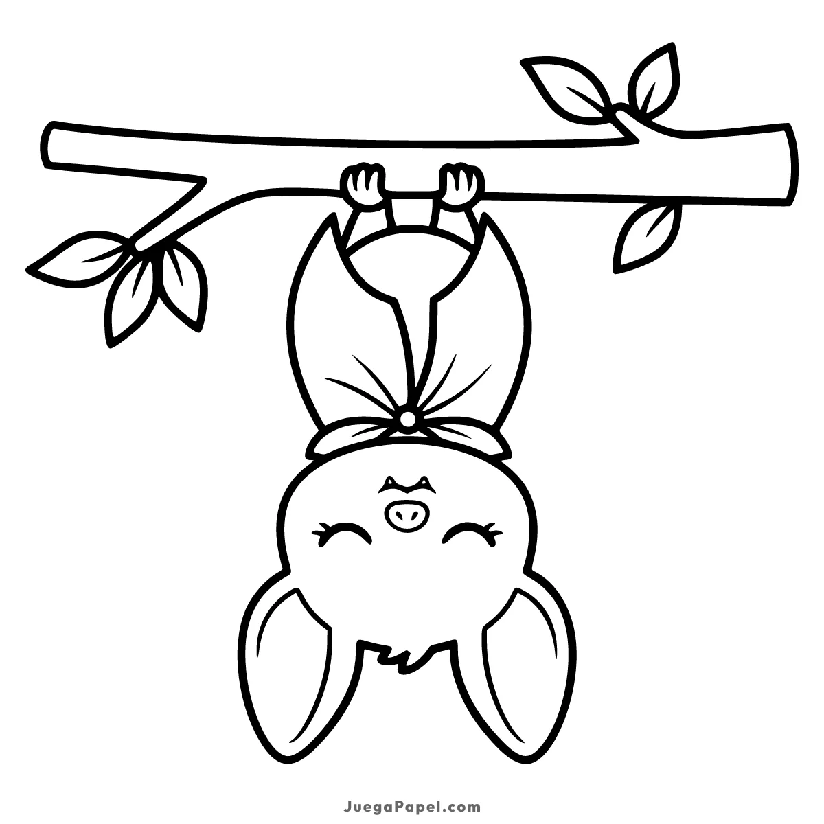 Dibujo para colorear e imprimir de Murciélago Bebe Durmiendo