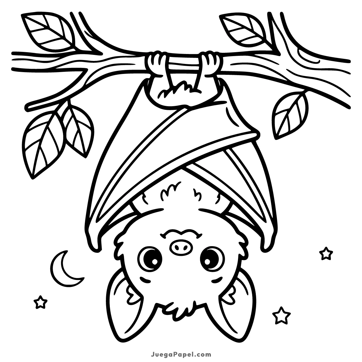 Dibujo para colorear e imprimir de Murciélago Boca Abajo