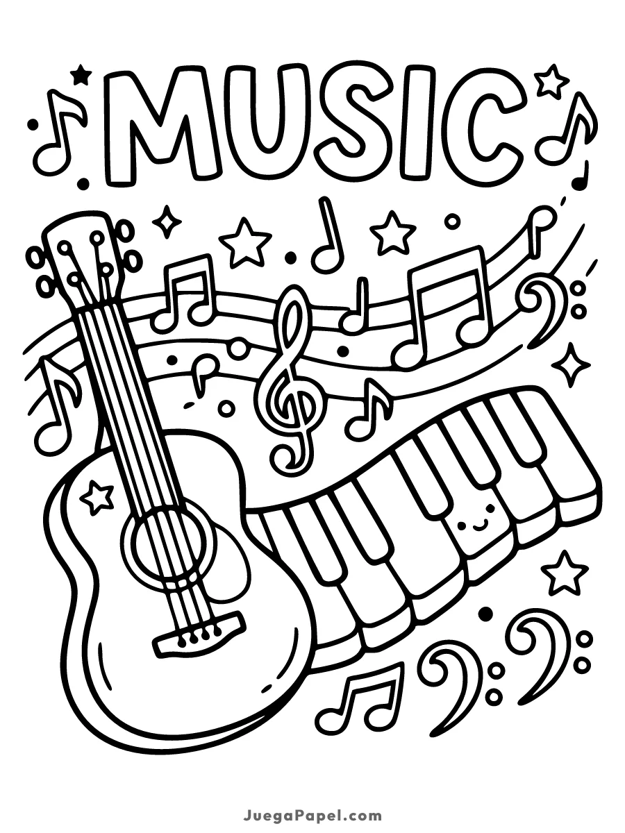 Dibujo para colorear e imprimir de Música