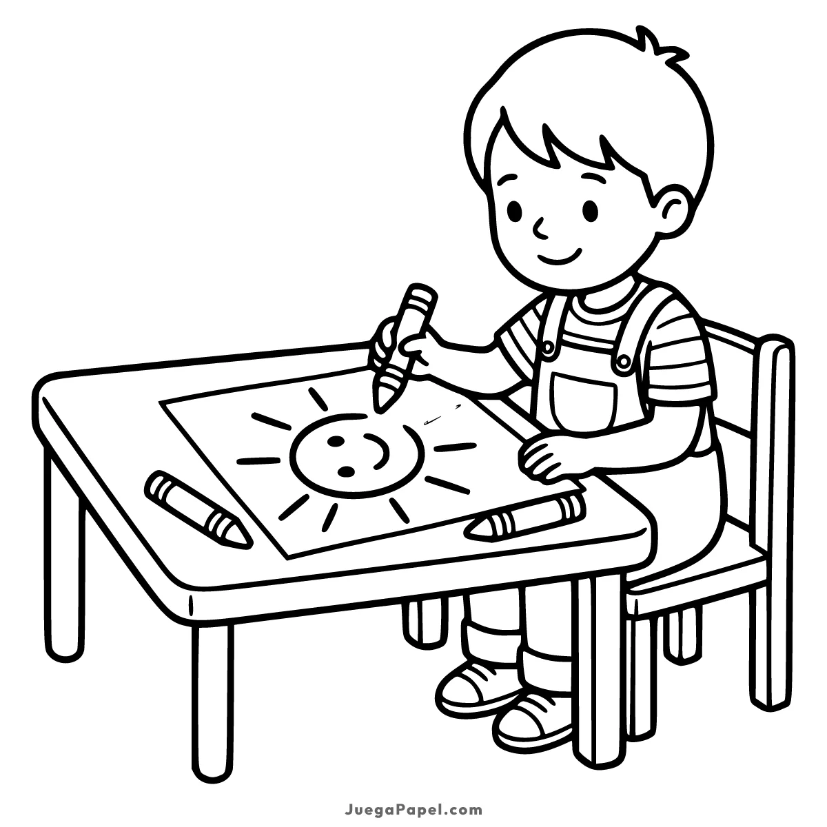 Dibujo para colorear e imprimir de Niño Dibujando