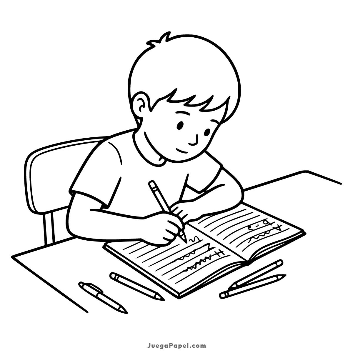 Dibujo para colorear e imprimir de Niño Estudiando