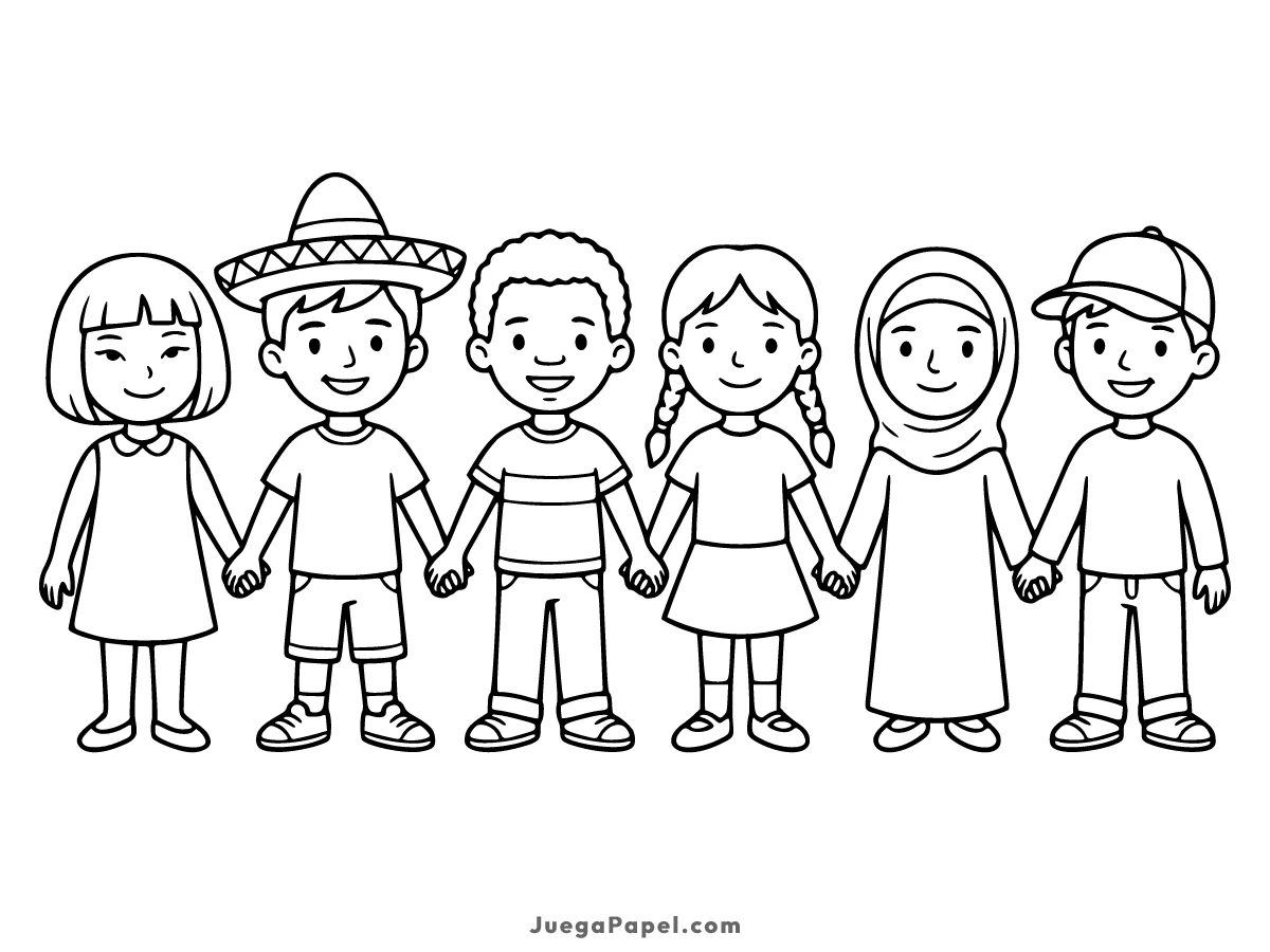 Dibujo para colorear e imprimir de Niños Del Mundo