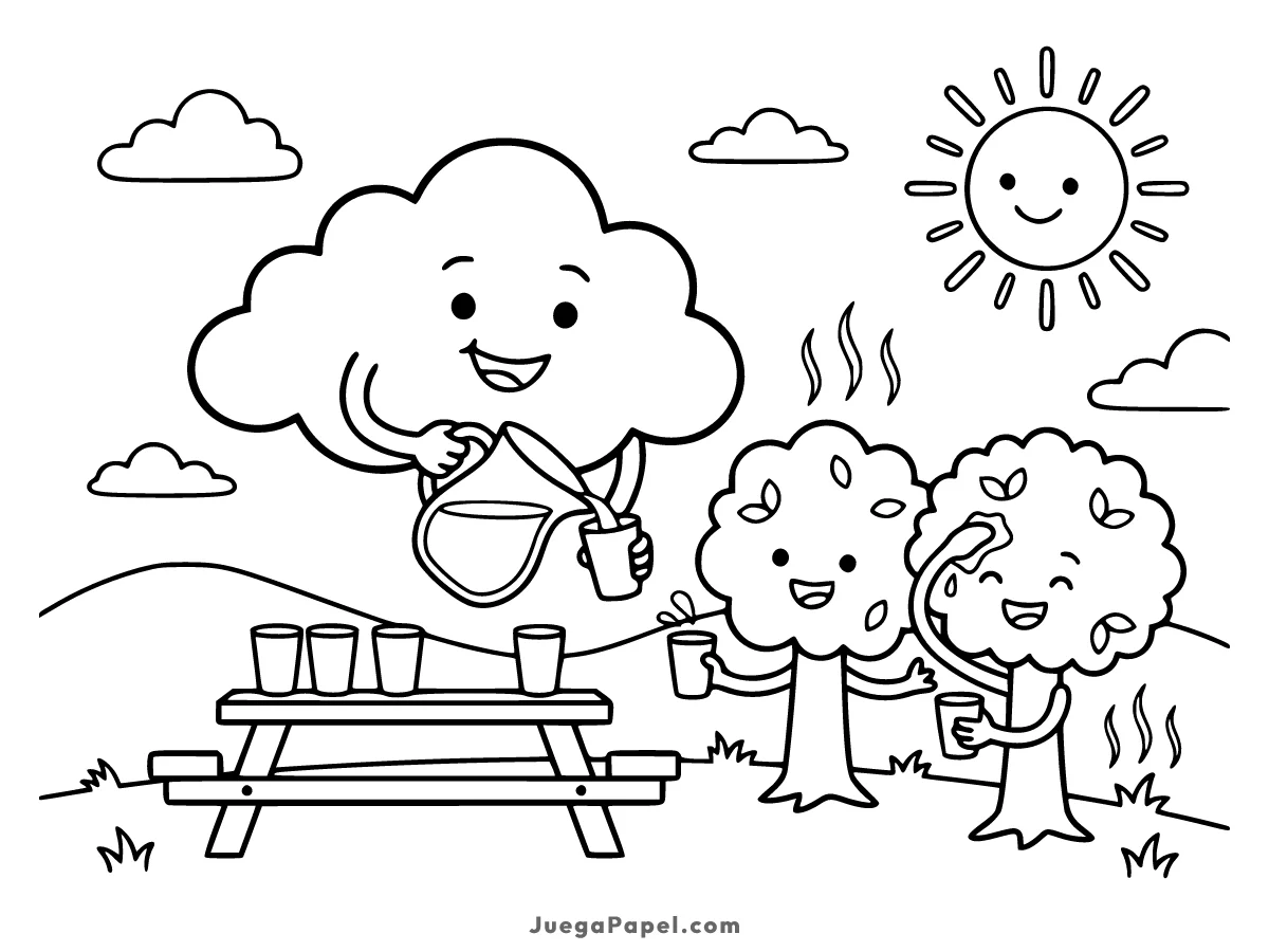 Dibujo para colorear e imprimir de Nube Sirviendo Limonada