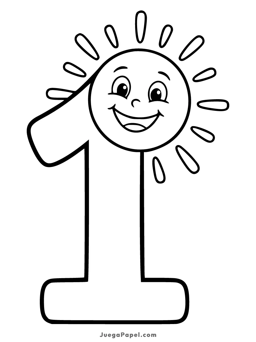 Dibujo para colorear e imprimir de Número Uno