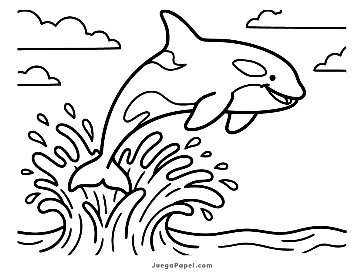 Dibujo para colorear e imprimir de Orca Saltando