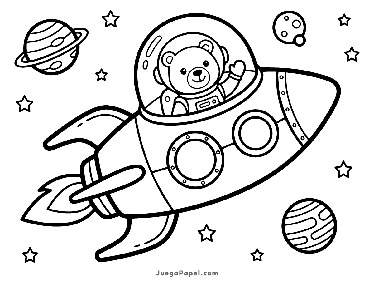 Dibujo para colorear e imprimir de Osito Astronauta