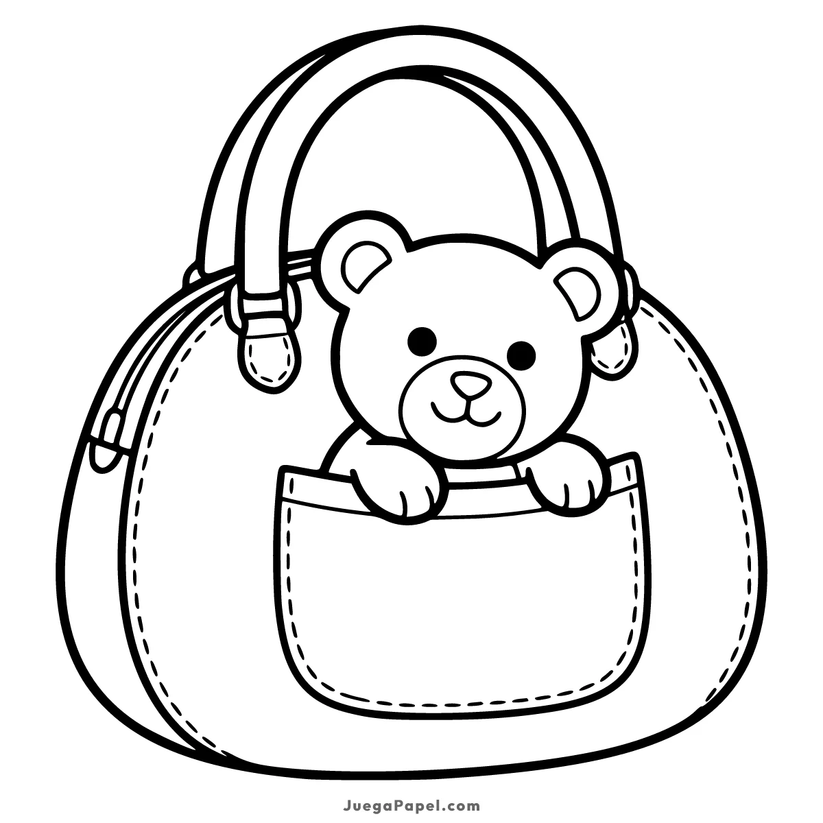 Dibujo para colorear e imprimir de Oso de Peluche en Bolsa