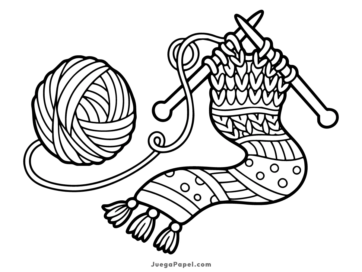 Dibujo para colorear e imprimir de Ovillo y Bufanda