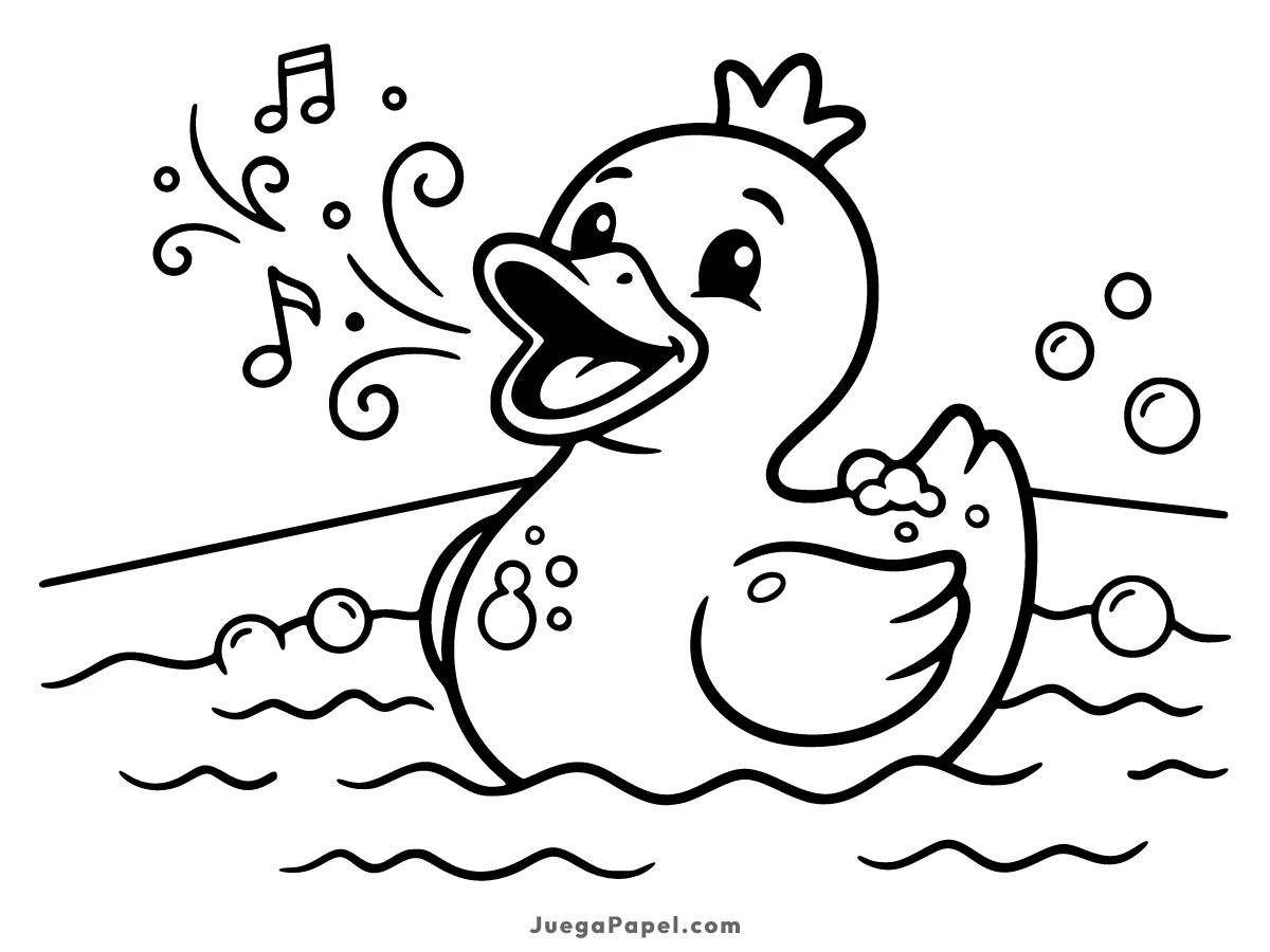 Dibujo para colorear e imprimir de Pato de Baño Cantante