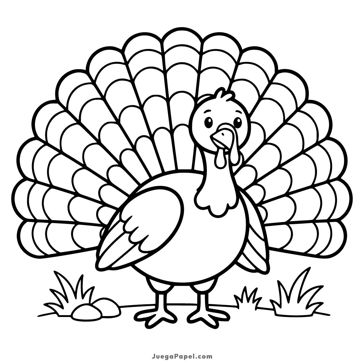 Dibujo para colorear e imprimir de Pavo Real Alegre y Grande