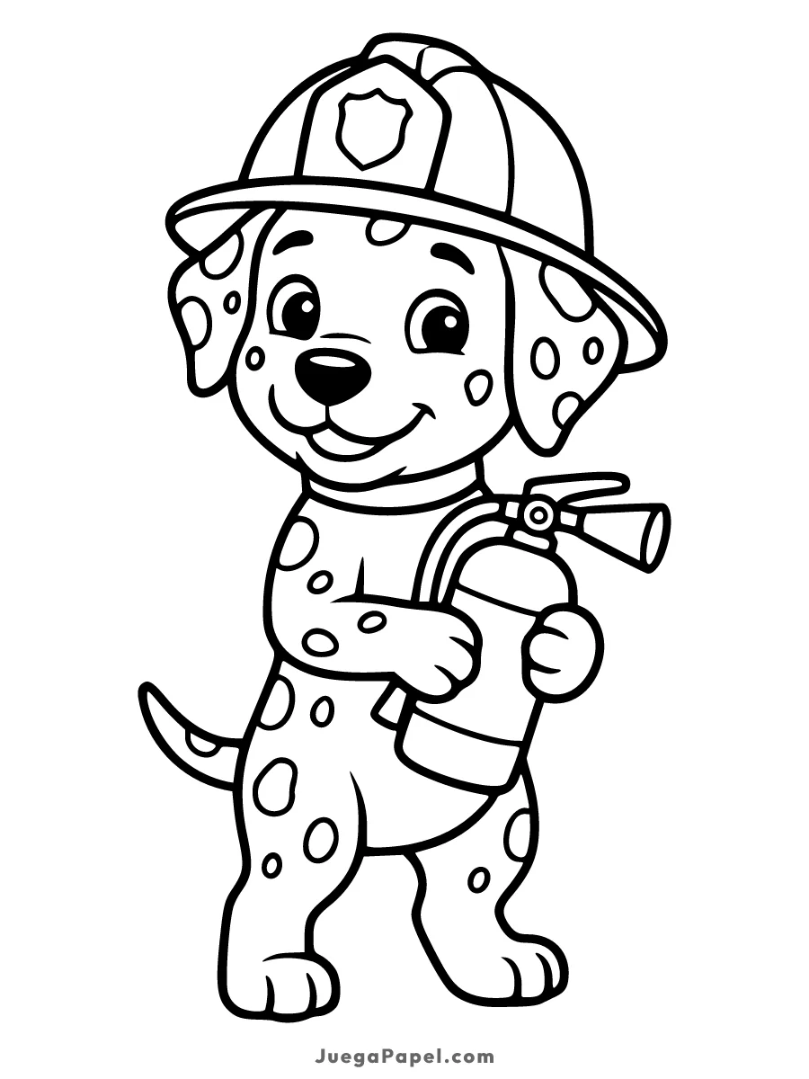 Dibujo para colorear e imprimir de Perrito Dálmata Bombero