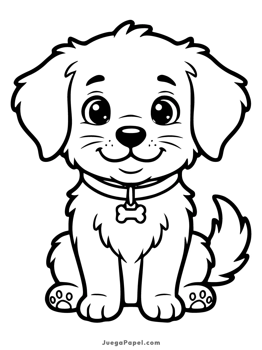 Dibujo para colorear e imprimir de Perrito Lindo y Tierno