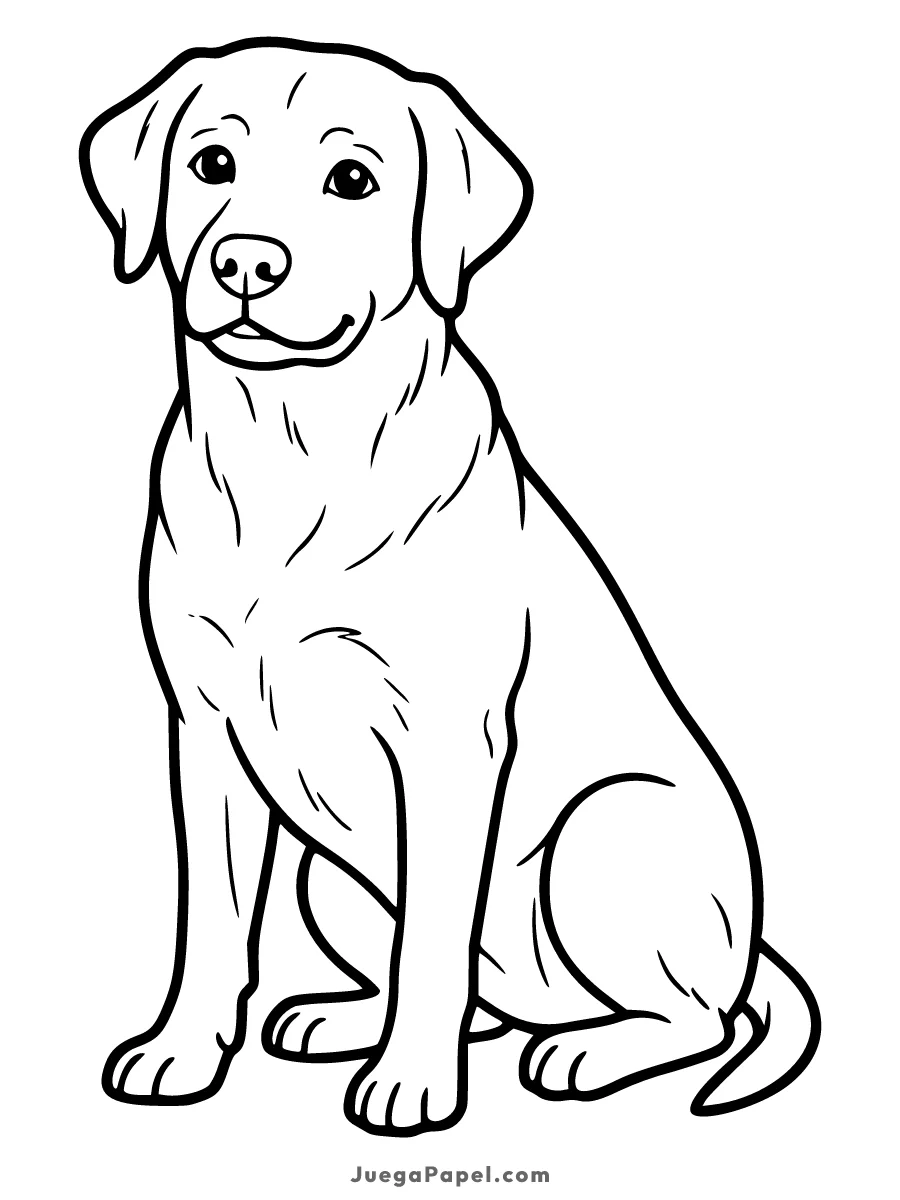 Dibujo para colorear e imprimir de Perro Labrador Sentado y Amigable