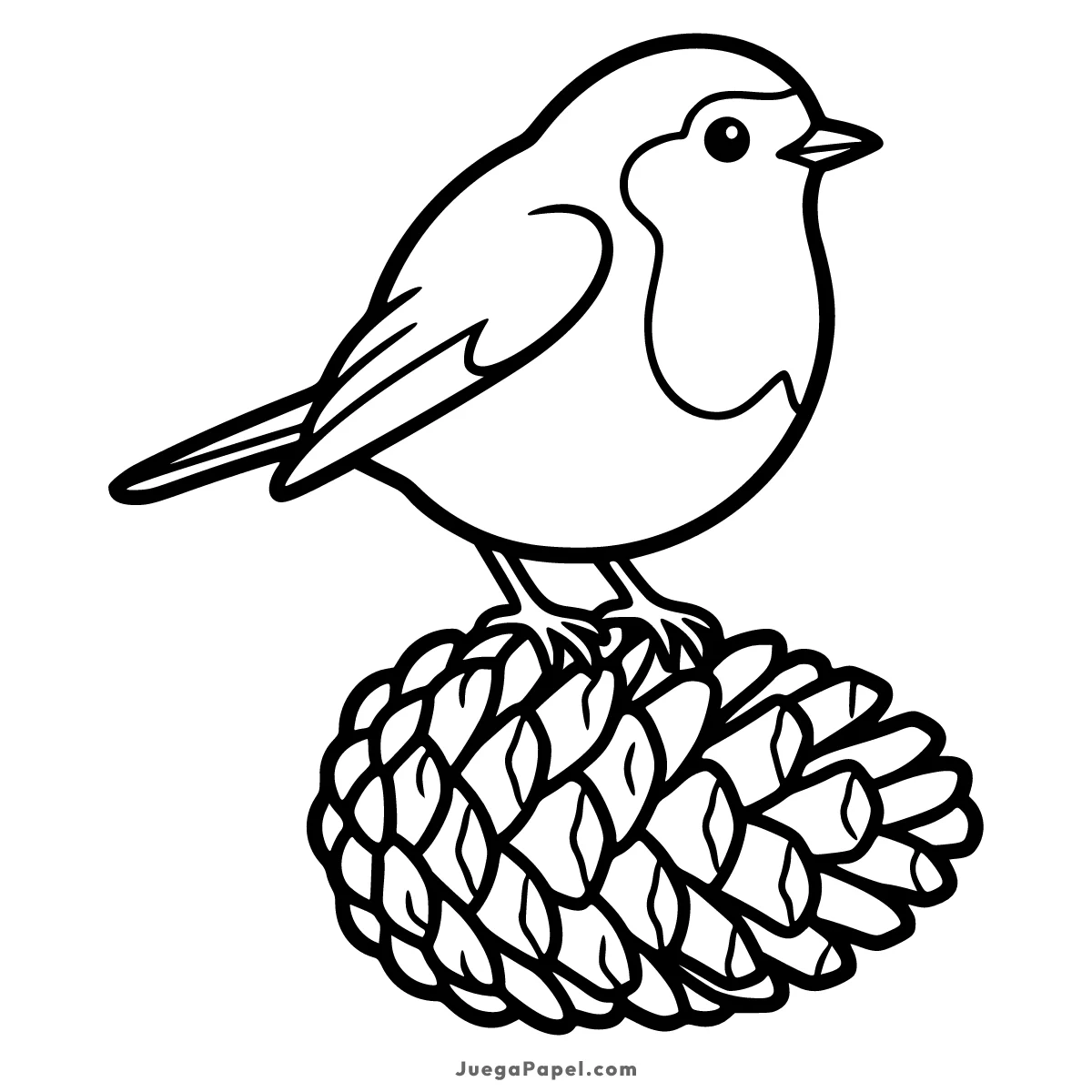 Dibujo para colorear e imprimir de Petirrojo sobre una Piña
