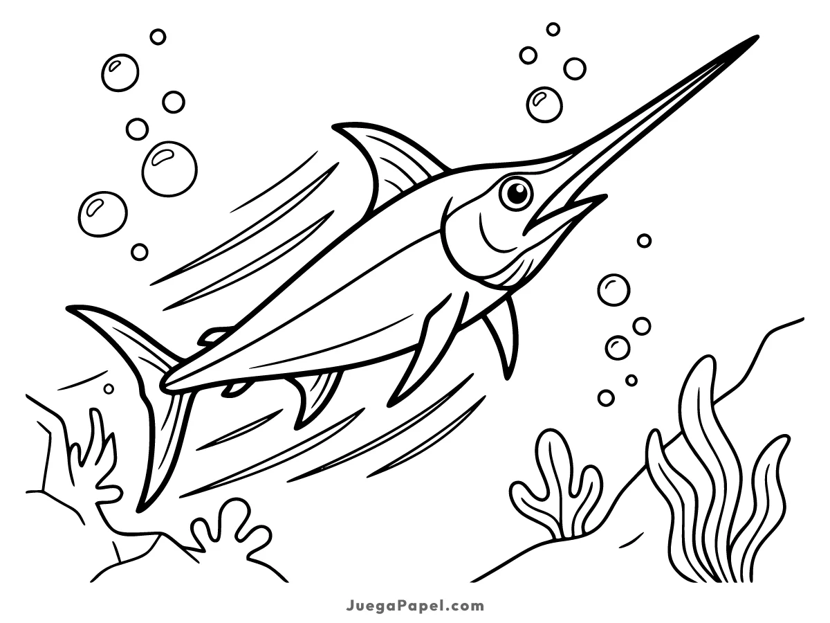 Dibujo para colorear e imprimir de Pez Espada