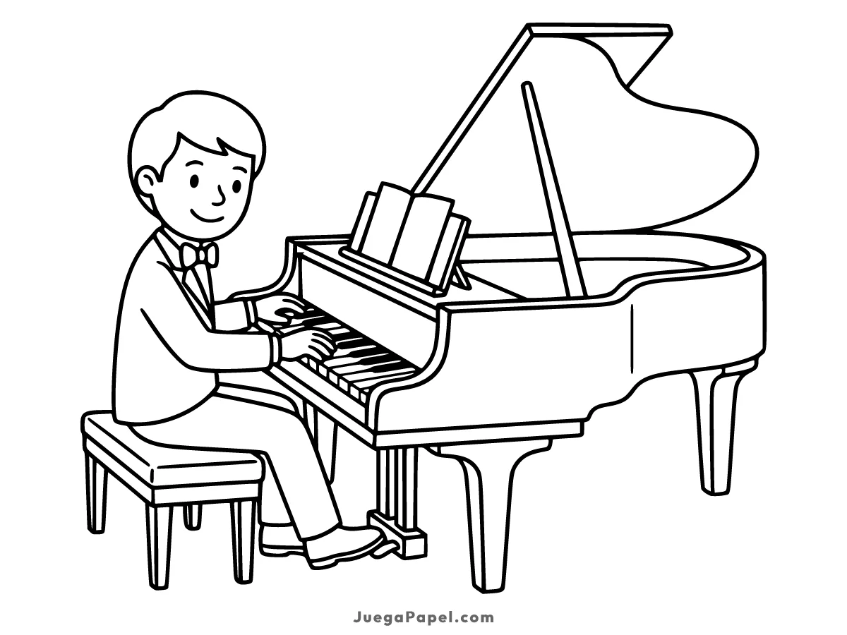 Dibujo para colorear e imprimir de Pianista
