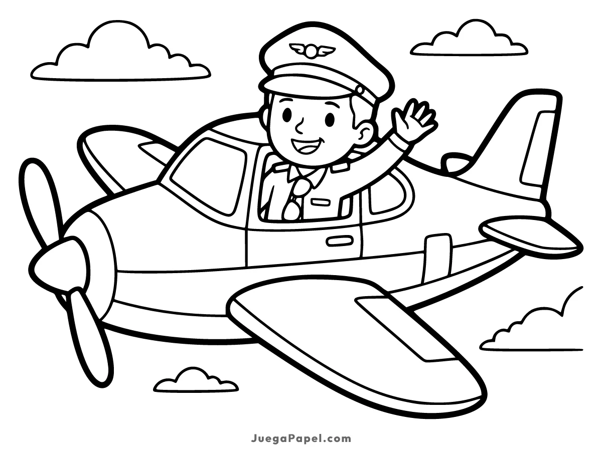 Dibujo para colorear e imprimir de Piloto de Avión