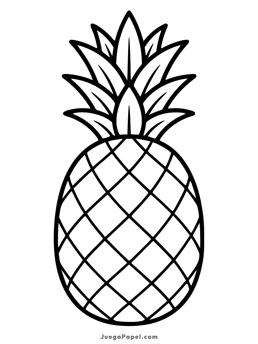 Dibujo para colorear e imprimir de Piña Tropical Fresca y Deliciosa
