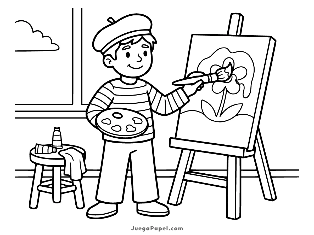 Dibujo para colorear e imprimir de Pintor