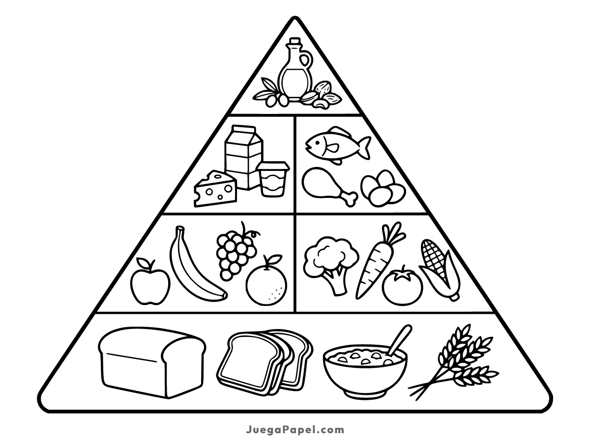 Dibujo para colorear e imprimir de Pirámide Alimenticia