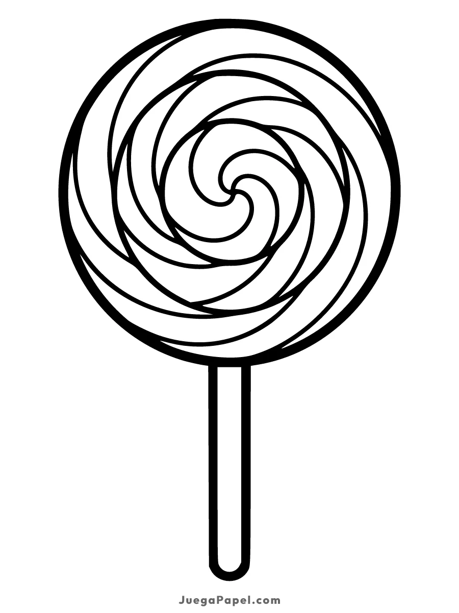 Dibujo para colorear e imprimir de Piruleta Espiral Dulce para Colorear