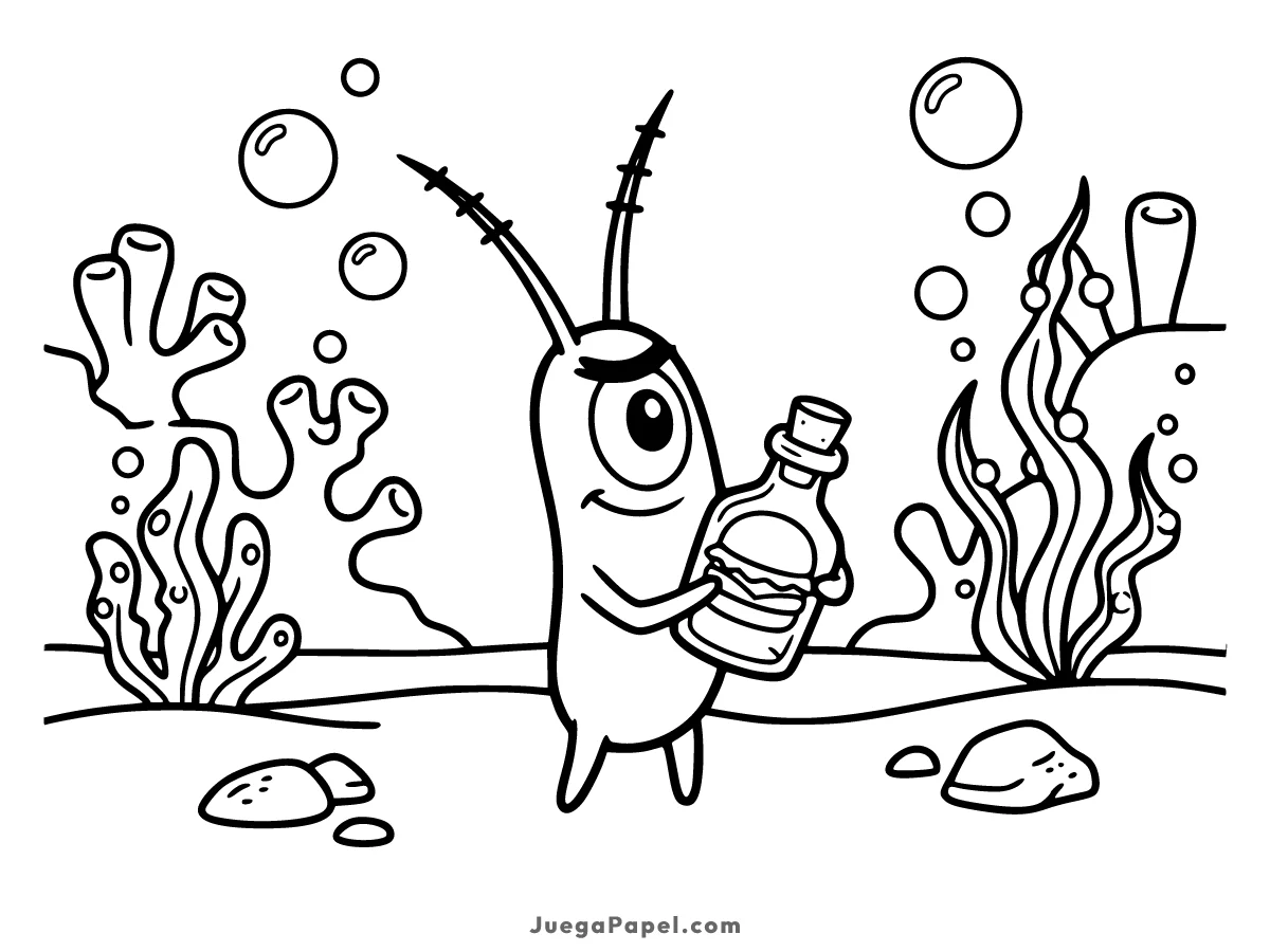 Dibujo para colorear e imprimir de Plankton Con la Formula Secreta