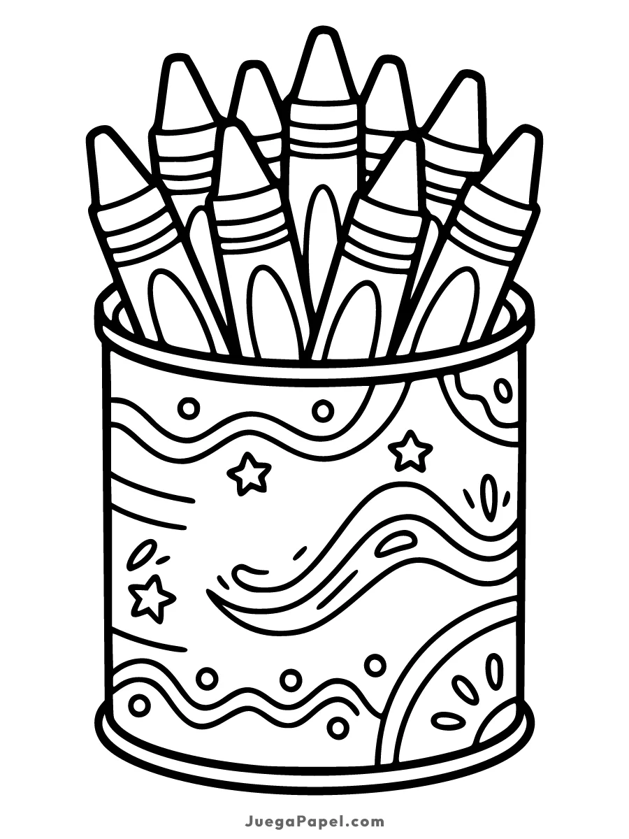 Dibujo para colorear e imprimir de Portalápices de Ceras
