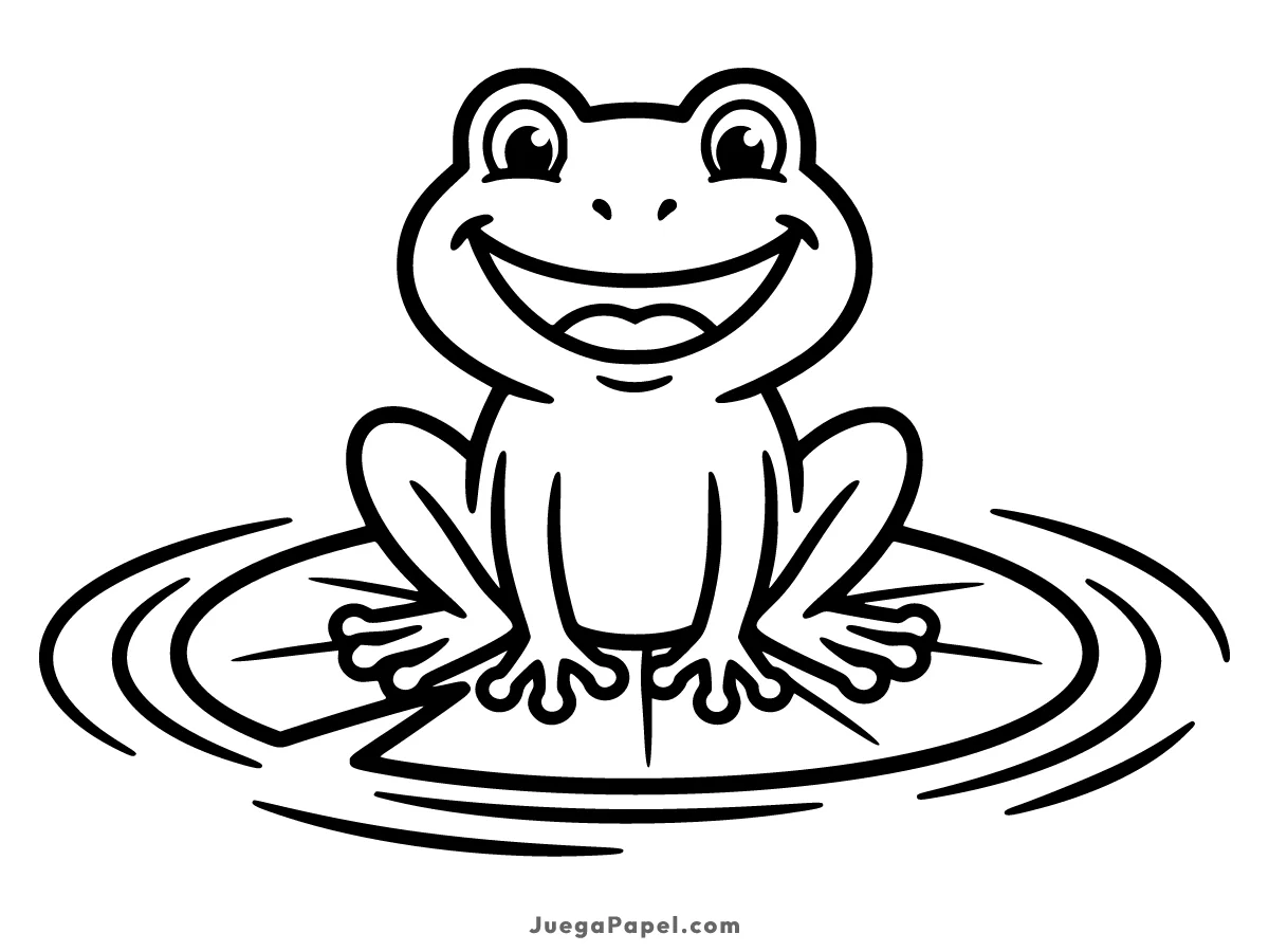 Dibujo para colorear e imprimir de Rana Feliz en Nenufar