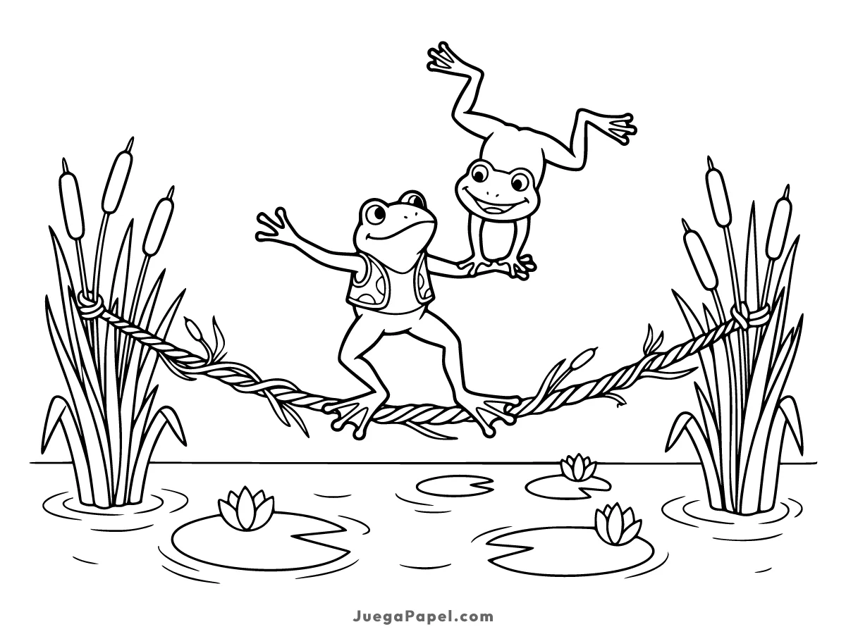 Dibujo para colorear e imprimir de Ranas Acrobáticas