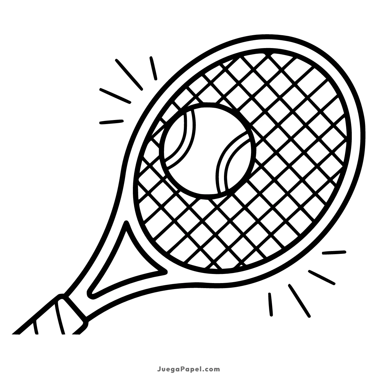 Dibujo para colorear e imprimir de Raqueta de Tenis con Pelota