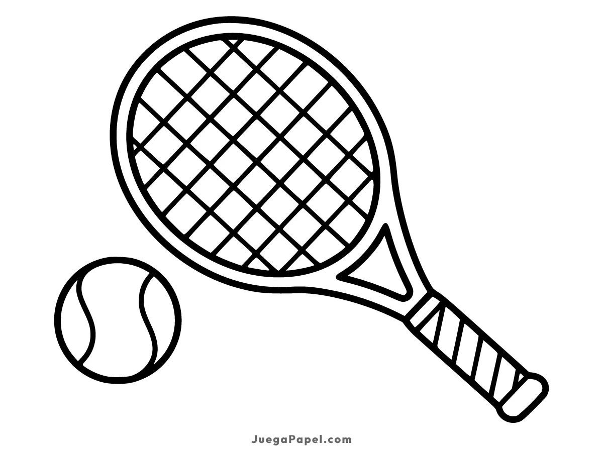 Dibujo para colorear e imprimir de Raqueta y Pelota de Tenis para Colorear