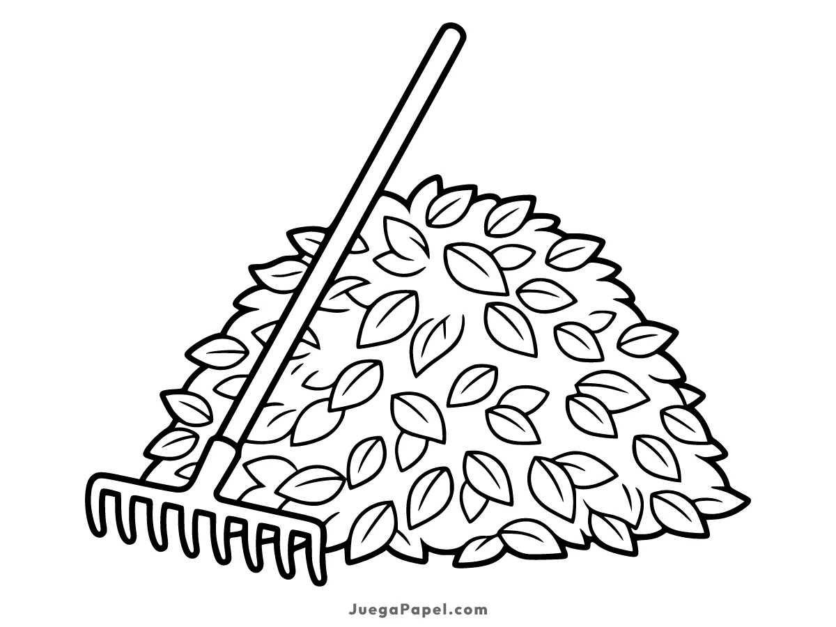 Dibujo para colorear e imprimir de Rastrillo y Hojas
