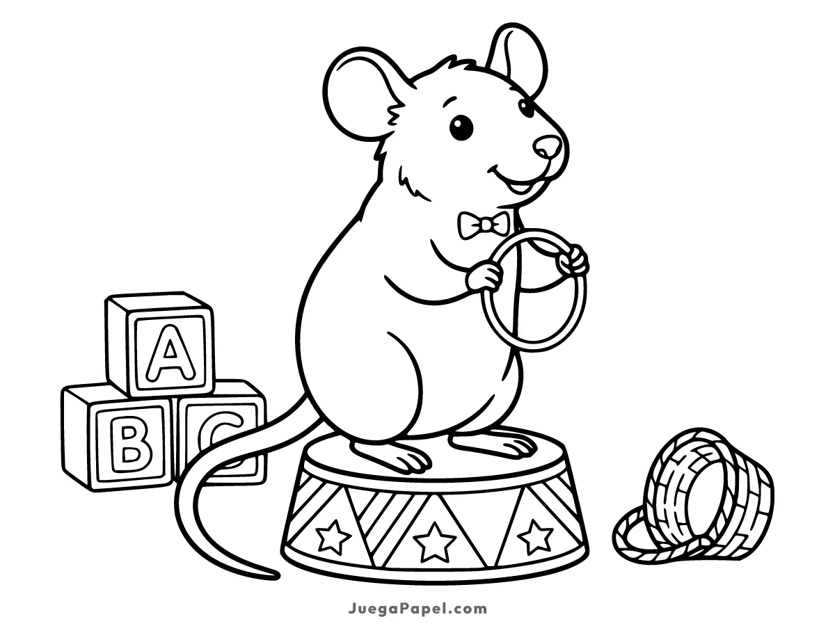 Dibujo para colorear e imprimir de Rata Doméstica Jugando