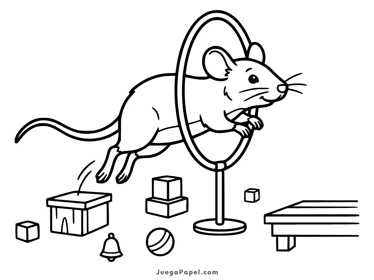 Dibujo para colorear e imprimir de Rata Doméstica Saltando