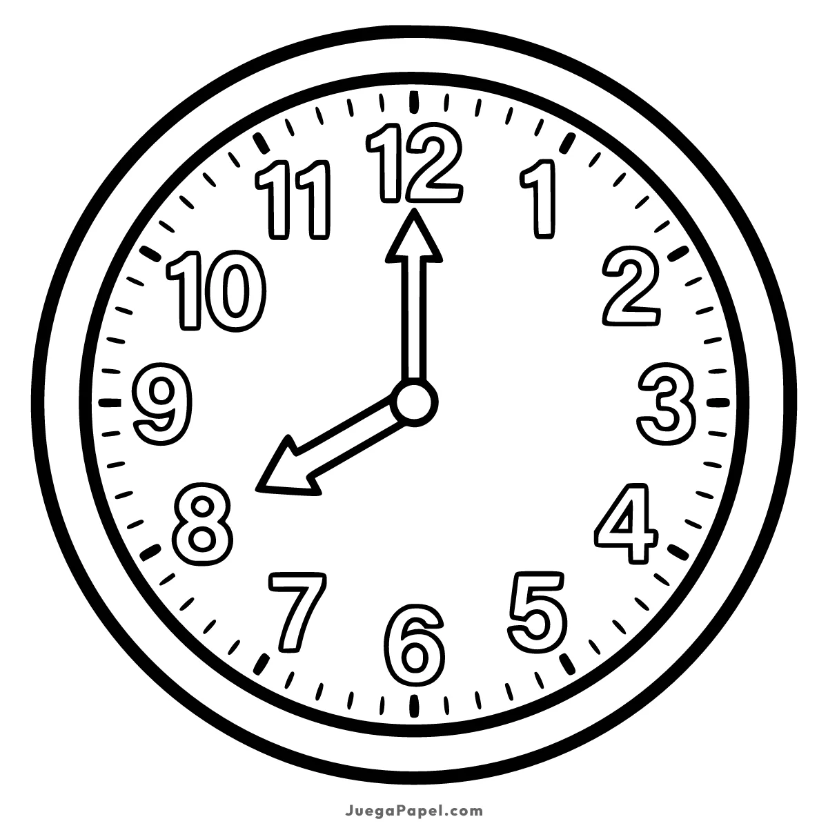 Dibujo para colorear e imprimir de Reloj 8:00