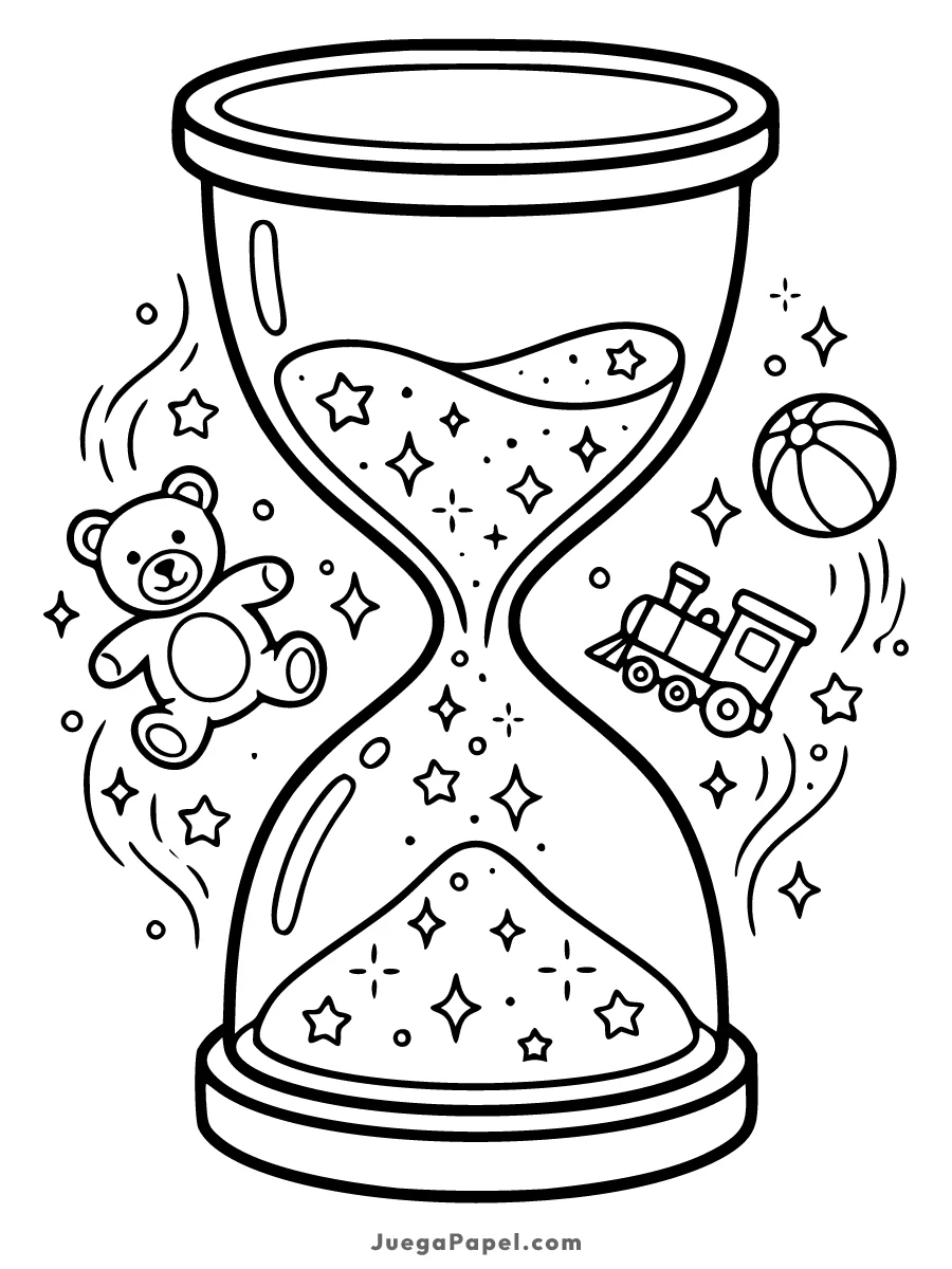 Dibujo para colorear e imprimir de Reloj de Arena Mágico