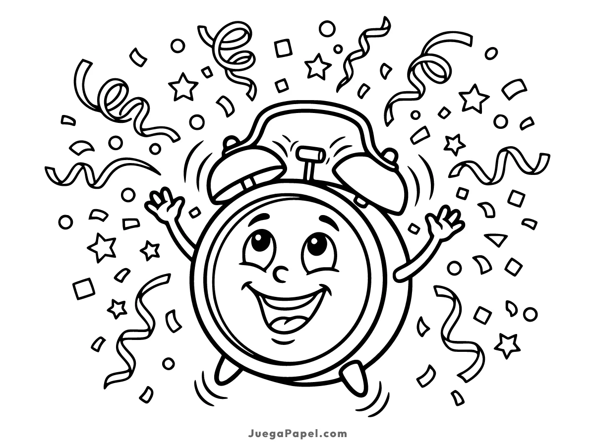 Dibujo para colorear e imprimir de Reloj Divertido