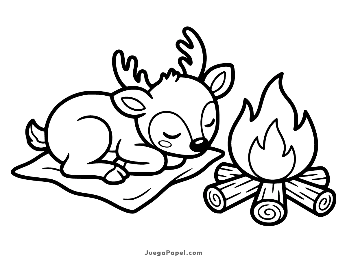 Dibujo para colorear e imprimir de Reno Durmiendo