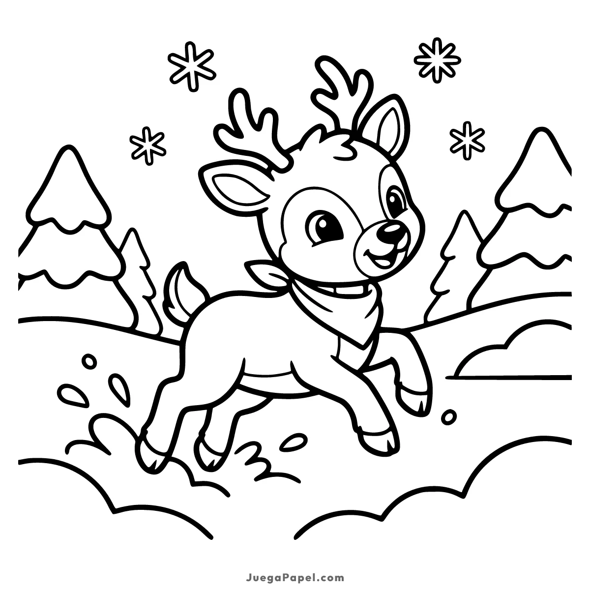 Dibujo para colorear e imprimir de Reno en la Nieve