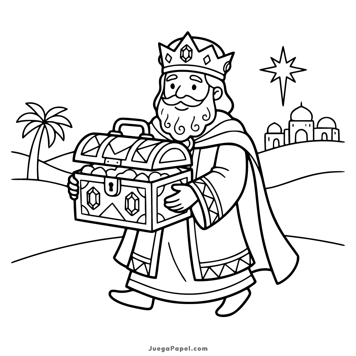 Dibujo para colorear e imprimir de Rey Mago Baltasar