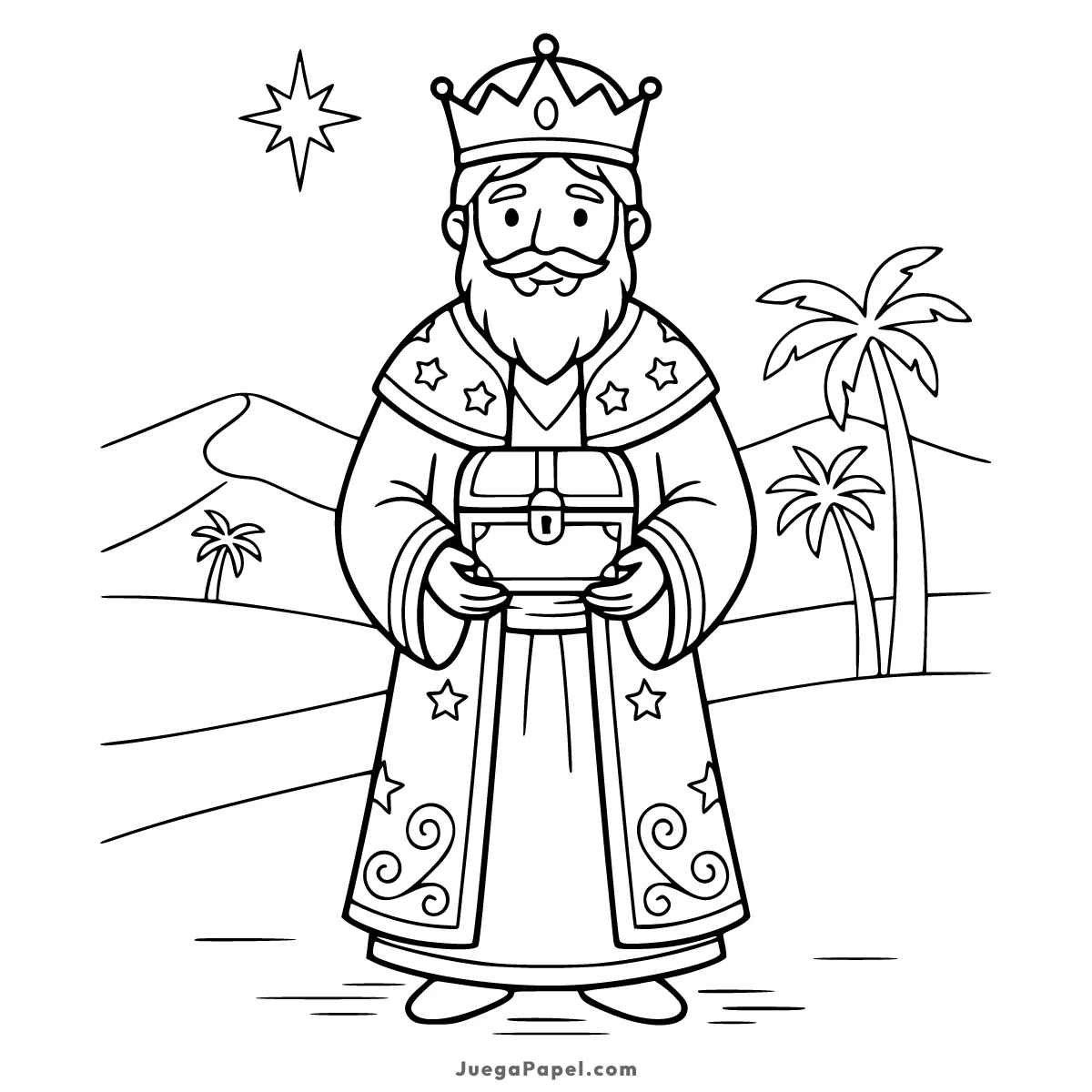 Dibujo para colorear e imprimir de Rey Mago Gaspar