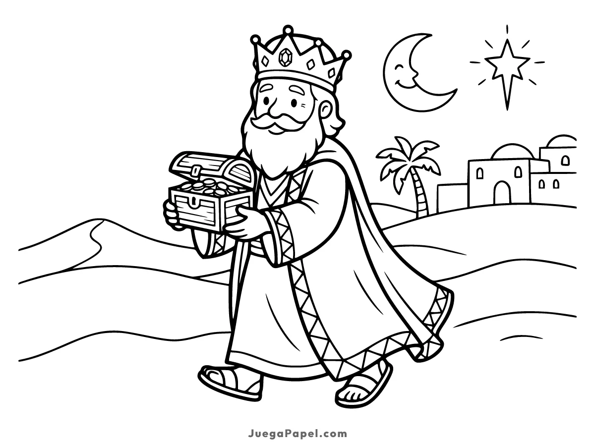 Dibujo para colorear e imprimir de Rey Mago Melchor