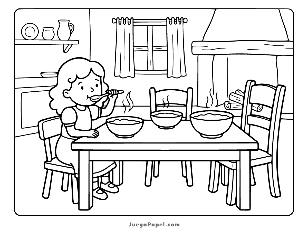 Dibujo para colorear e imprimir de Ricitos de Oro