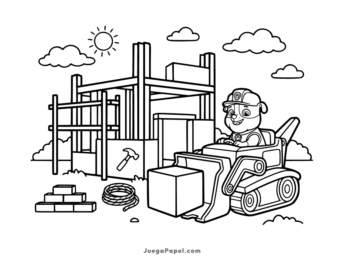 Dibujo para colorear e imprimir de Rubble Construyendo