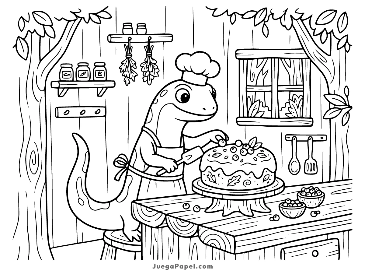 Dibujo para colorear e imprimir de Salamandra Chef