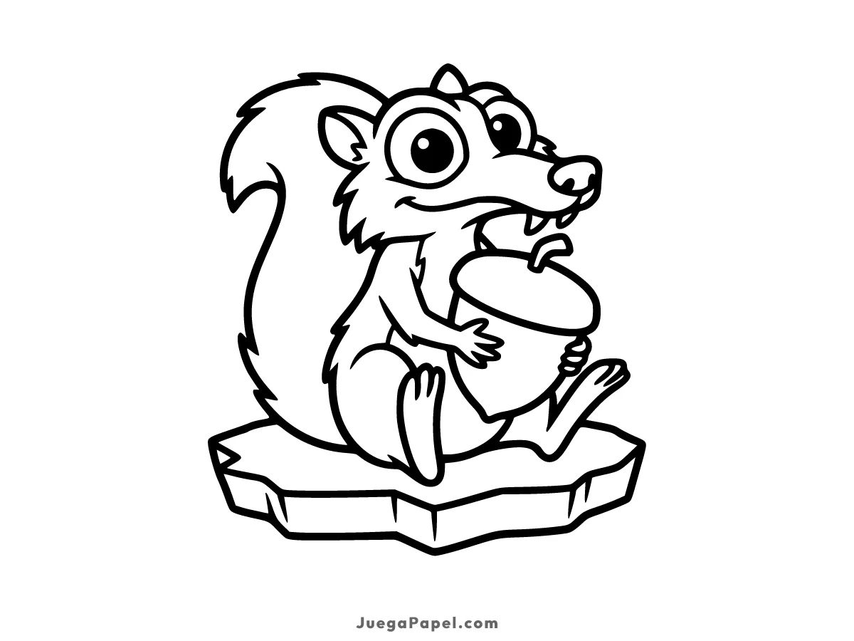Dibujo para colorear e imprimir de Scrat Bebé con Bellota