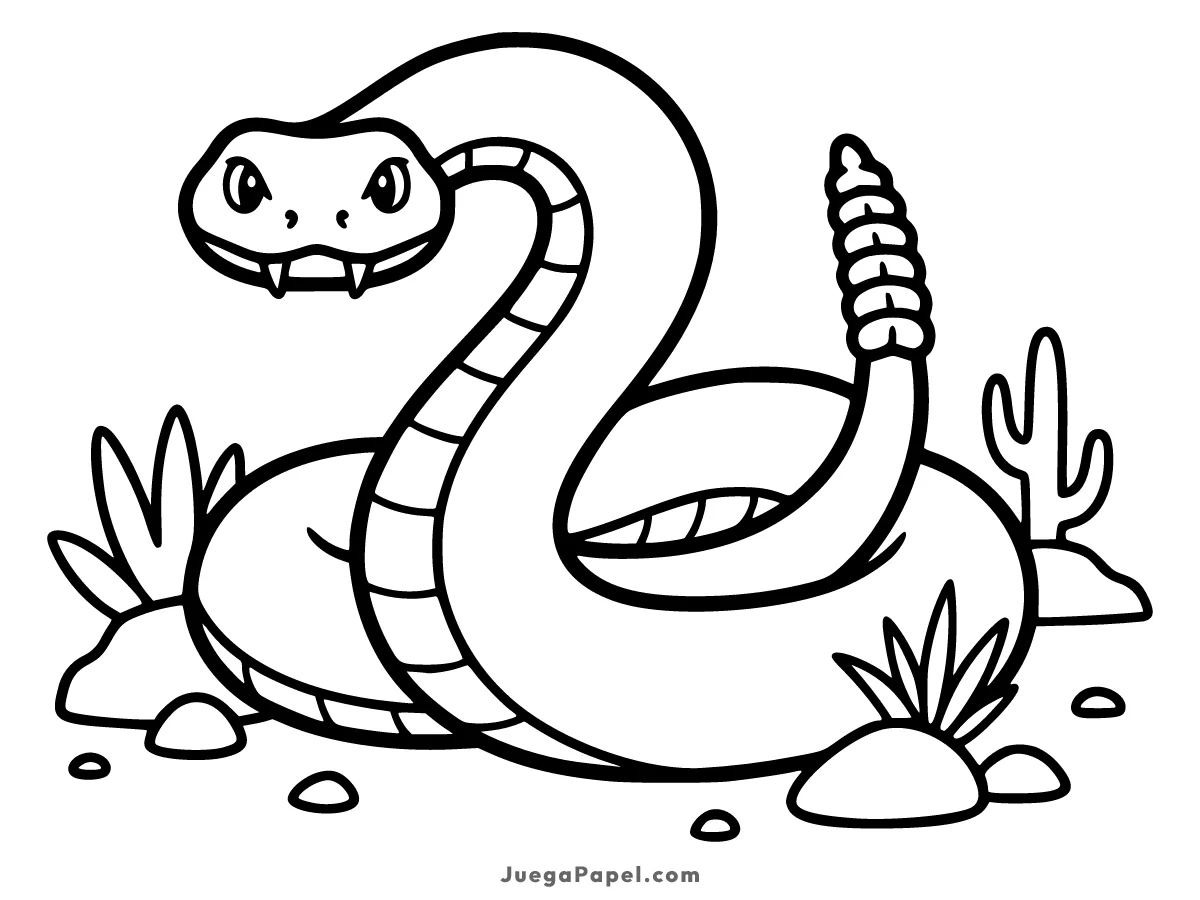 Dibujo para colorear e imprimir de Serpiente de Cascabel