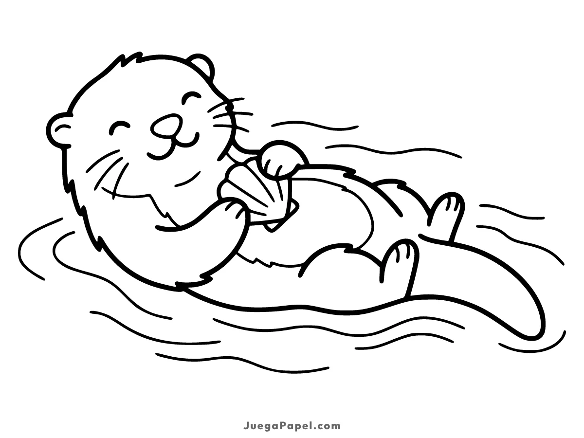 Dibujo para colorear e imprimir de Simpática Nutria Flotando en el Agua