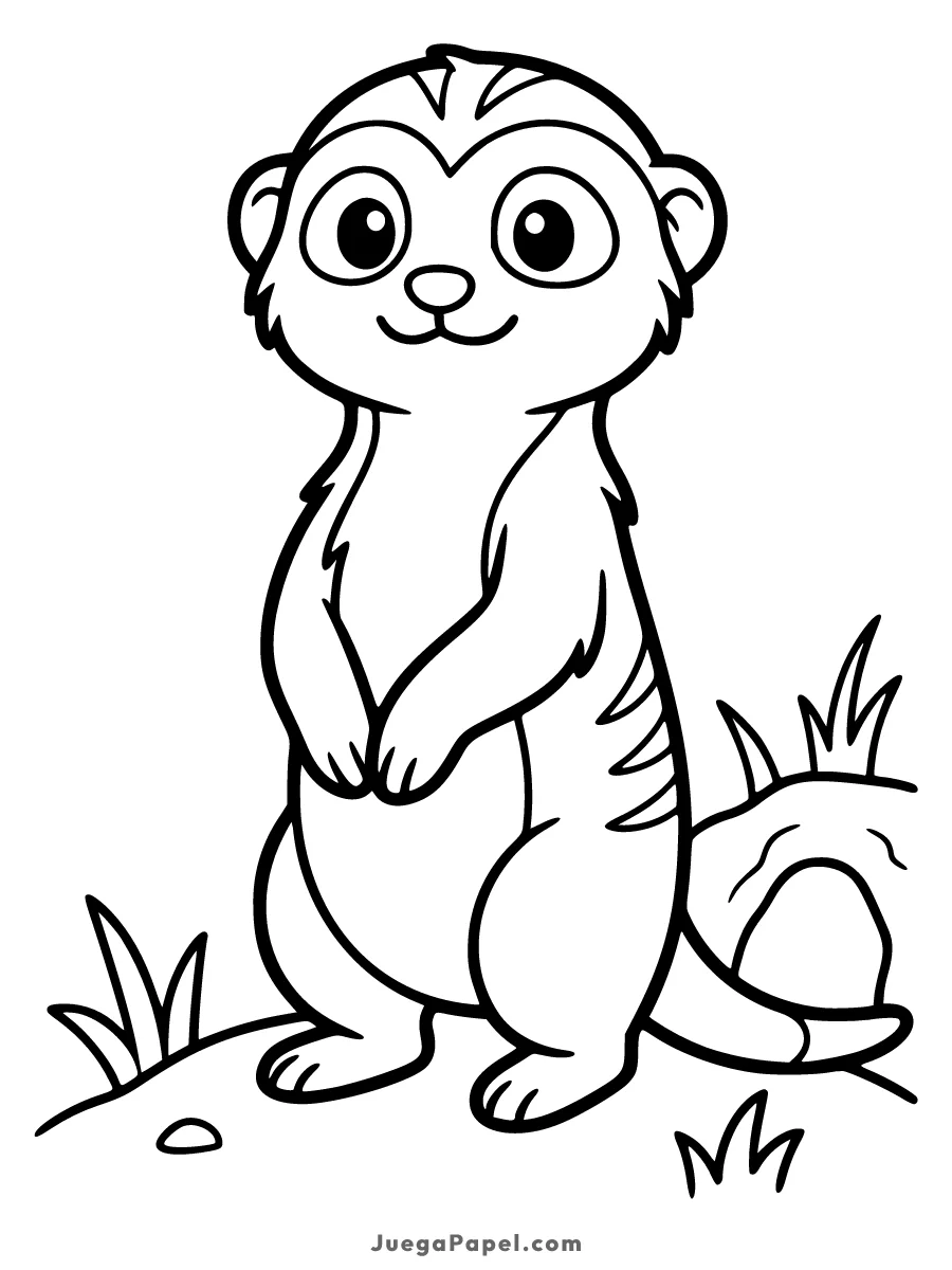 Dibujo para colorear e imprimir de Simpática Suricata de Pie