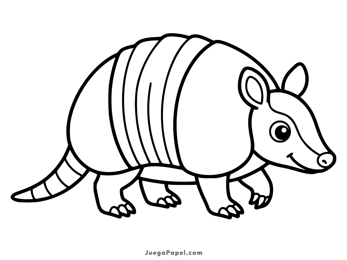 Dibujo para colorear e imprimir de Simpático Armadillo Sonriente